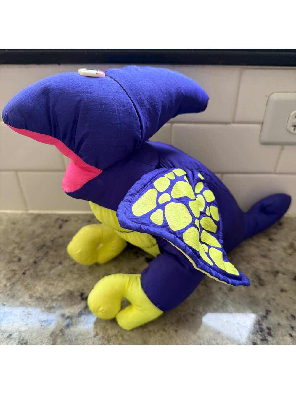 90’s Rare Fisher-Price Plush Dino Roars Purple Pterodactyl Dinosaur